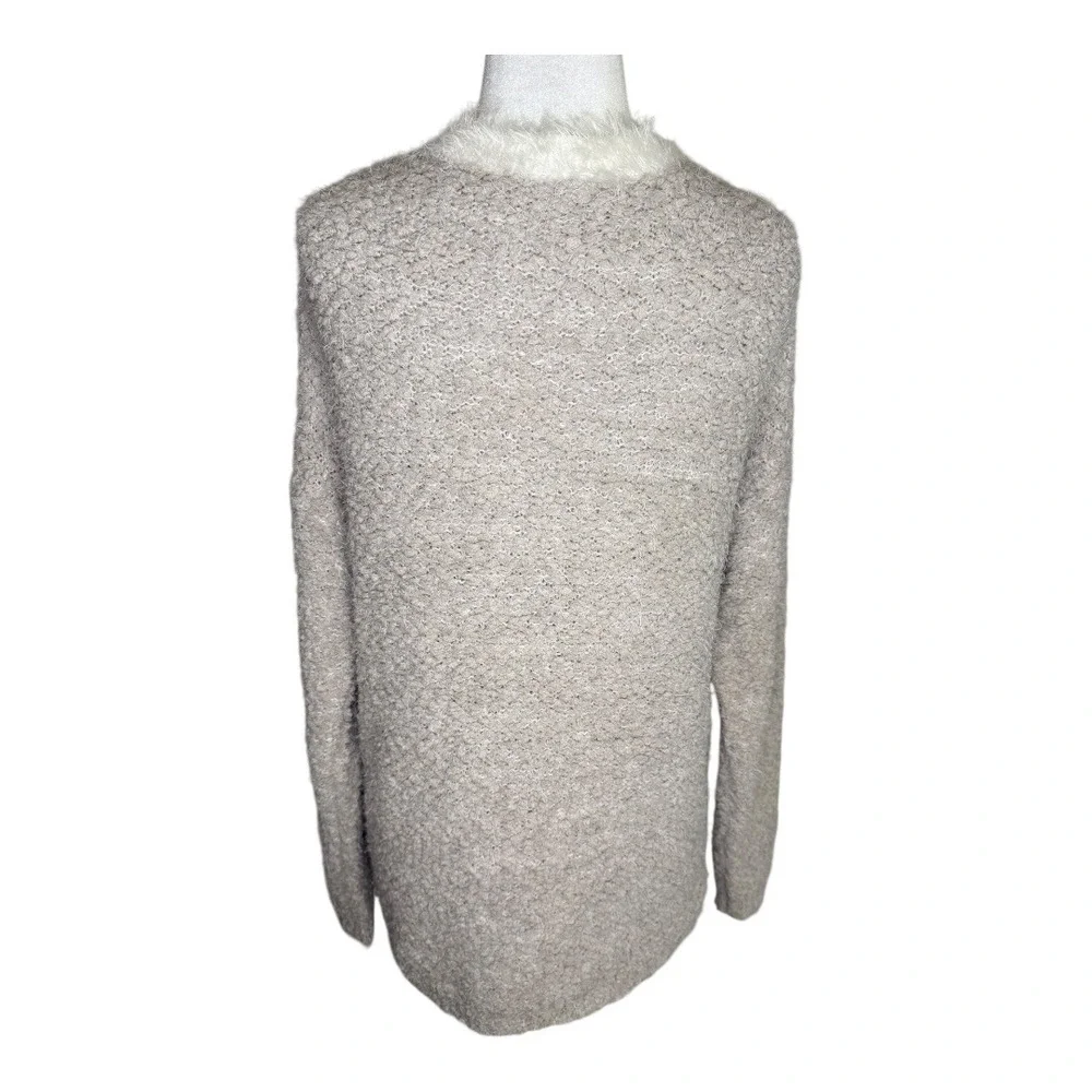 Philosophy Taupe Ivory Fuzzy Cozy Cardigan Open Front Sweater XL NWT‎